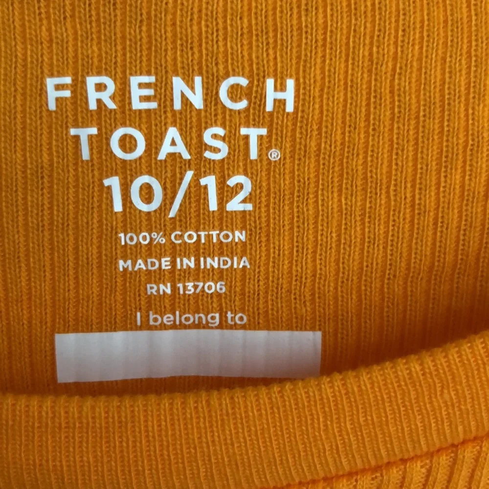 NEW NWT 2 FRENCH TOAST crew neck ribbed tee shirts in orange size 10 / 12
